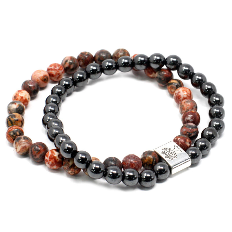 Bracelet magnétique en pierres précieuses - Peau de léopard