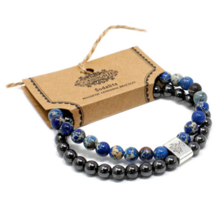 Bracelet magnétique en pierres précieuses - Sodalite
