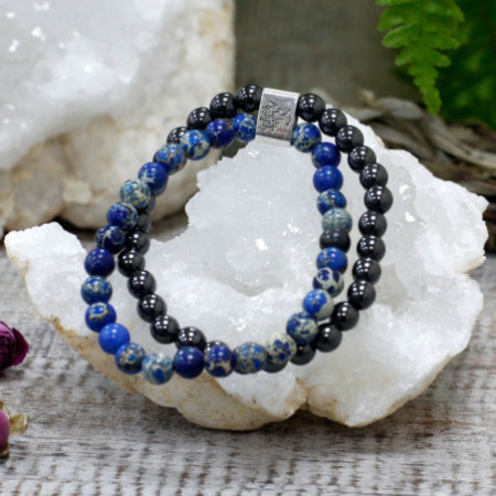Bracelet magnétique en pierres précieuses - Sodalite