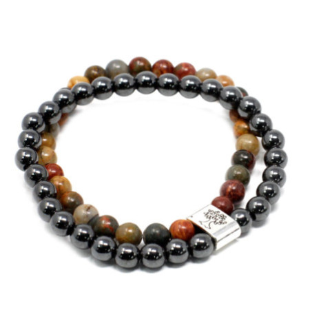 Bracelet magnétique en pierres précieuses - Jaspe Picasso