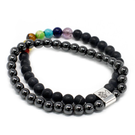 Bracelet magnétique en pierres précieuses - Chakra de la pierre noire