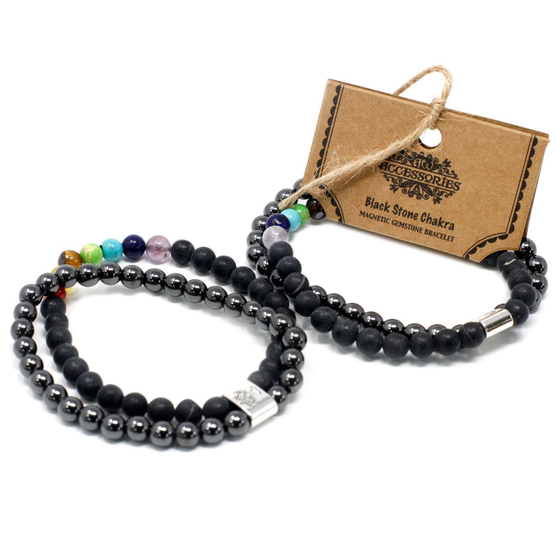 Bracelet magnétique en pierres précieuses - Chakra de la pierre noire