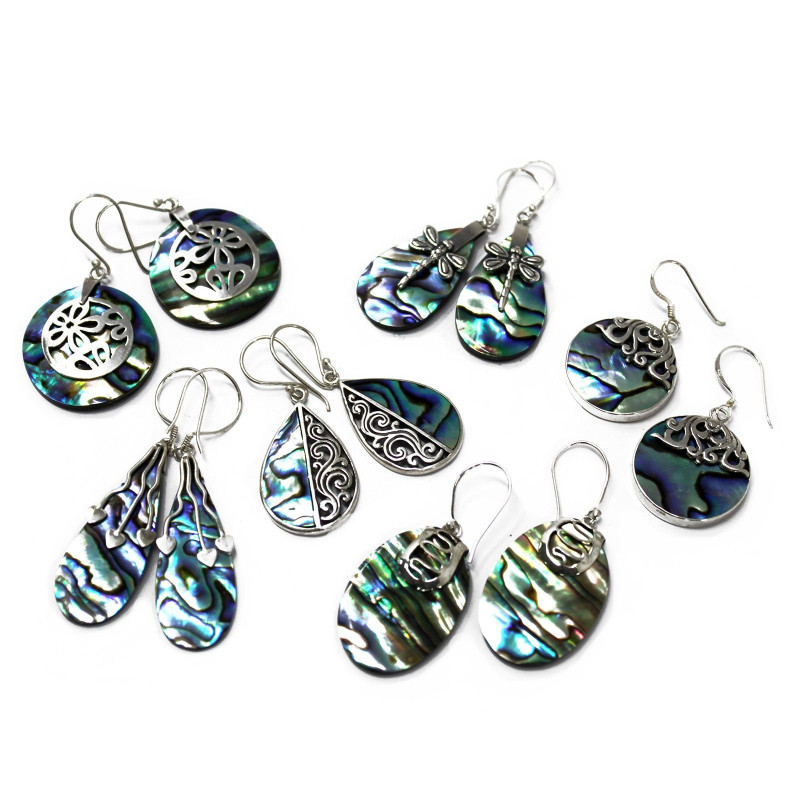 Boucles d'oreilles coquillage et argent - Tongs - Abalone