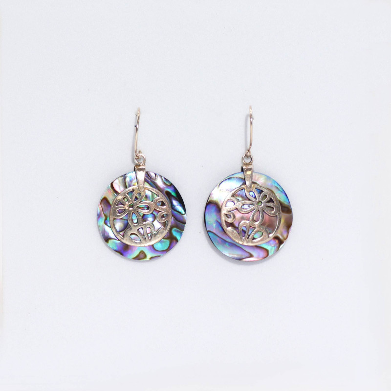Boucles d'oreilles coquillage et argent - Fleurs - Ormeau