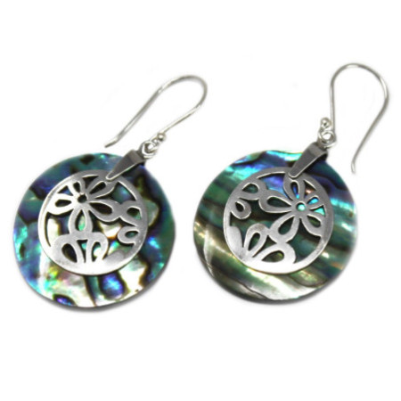 Boucles d'oreilles coquillage et argent - Fleurs - Ormeau