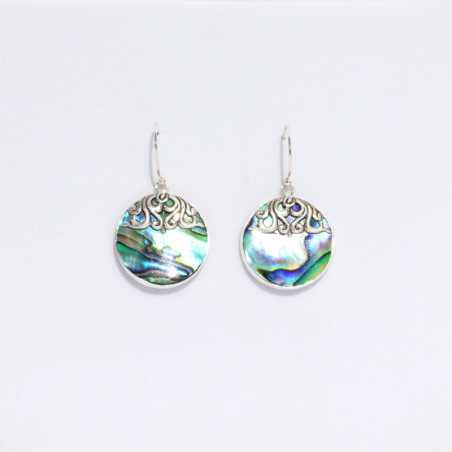 Boucles d'oreilles coquillage et argent - Disque classique - Abalone