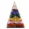 Pyramide d'orgonite - Fleur de vie des sept chakras - 70 mm