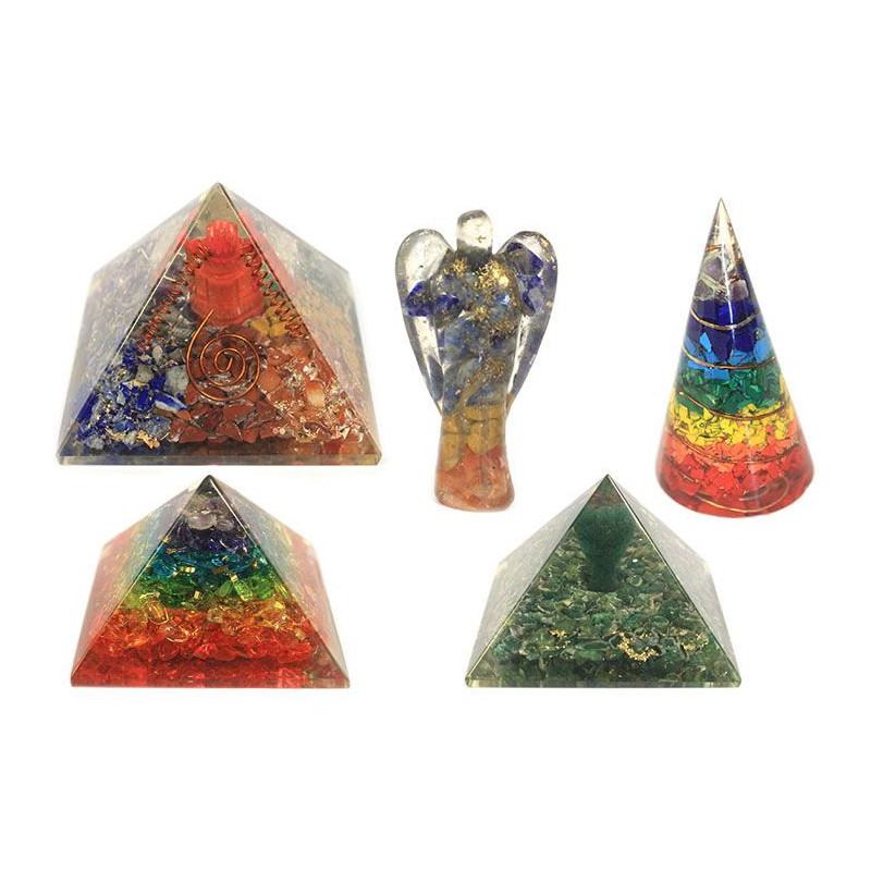 Pyramide Orgonite - Turquoise et Tourmaline Noire - 70 mm