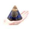 Cône d'orgonite - Fleur de vie en lapis-lazuli - Quartz suspendu - 90 mm