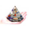 Pyramide à 7 faces en orgonite - Arbre de la sagesse en pierres précieuses - 90 mm