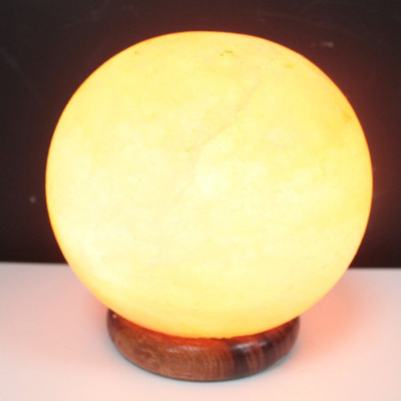 Lampe boule de sel - Grande base en bois