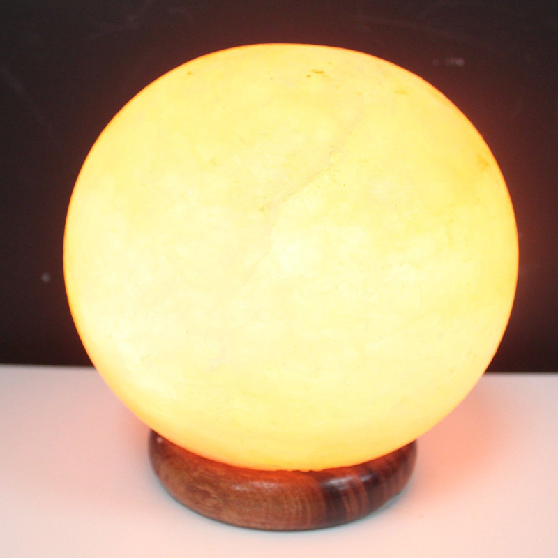Lampe boule de sel - Grande base en bois