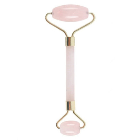 Rouleau de massage pour le visage en pierres précieuses - Quartz rose