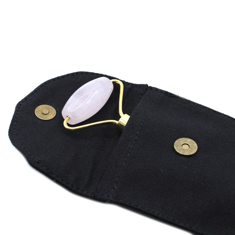 Rouleau de massage pour le visage en pierres précieuses - Quartz rose