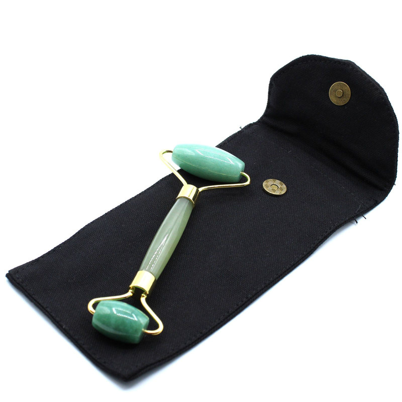 Rouleau de massage pour le visage en pierres précieuses - Jade