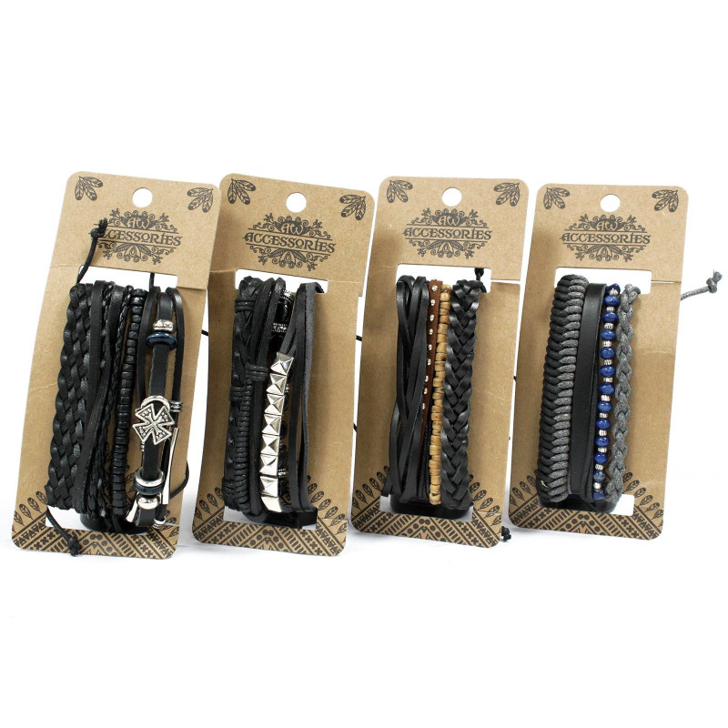 Ensembles de bracelets pour hommes - Noir et macho (assorti)
