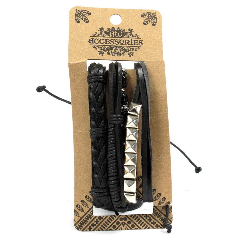 Ensembles de bracelets pour hommes - Noir et macho (assorti)