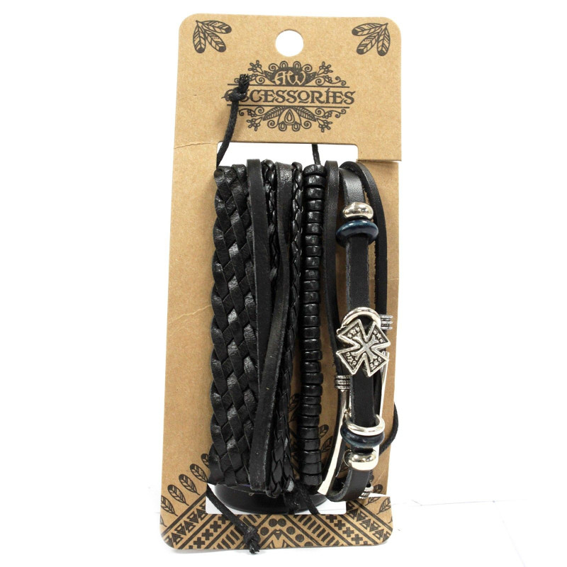 Ensembles de bracelets pour hommes - Noir et macho (assorti)