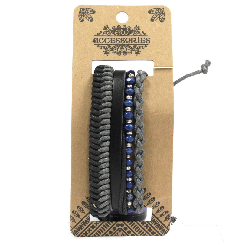 Ensembles de bracelets pour hommes - Noir et macho (assorti)