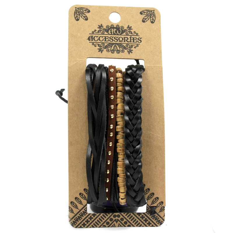 Ensembles de bracelets pour hommes - Noir et macho (assorti)