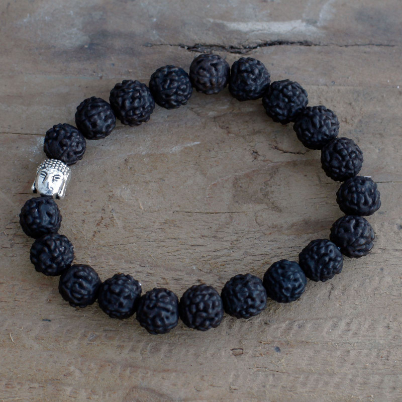 Bracelet Mala Rudraksha Buddah - Foncé