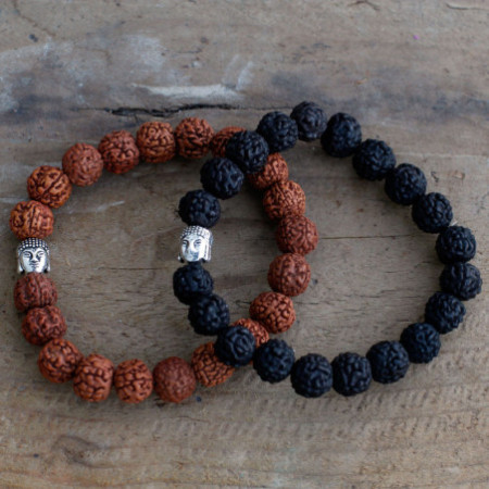 Bracelet Mala Rudraksha Buddah - Foncé