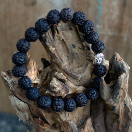Bracelet Mala Rudraksha Buddah - Foncé