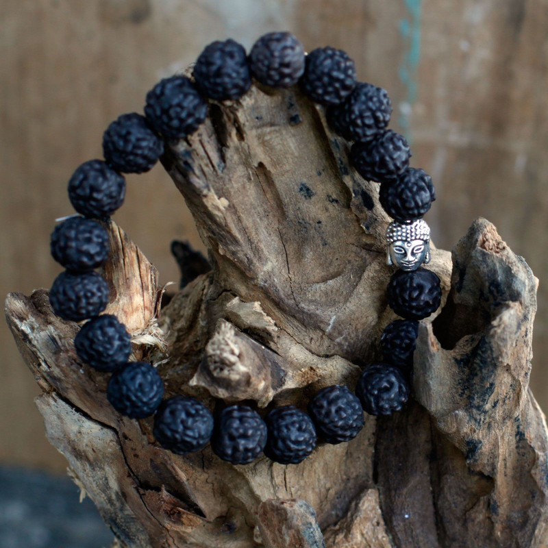 Bracelet Mala Rudraksha Buddah - Foncé