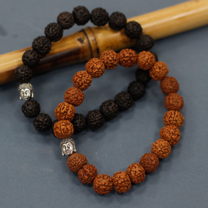 Bracelet Mala Rudraksha Buddah - Foncé