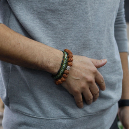 Bracelet Mala Rudraksha Buddah - Marron