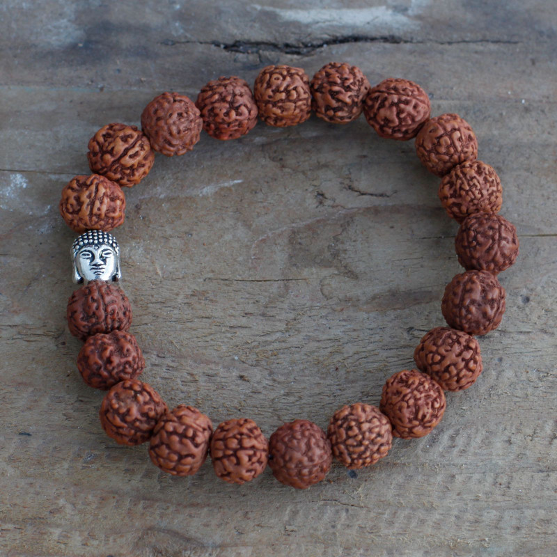 Bracelet Mala Rudraksha Buddah - Naturel