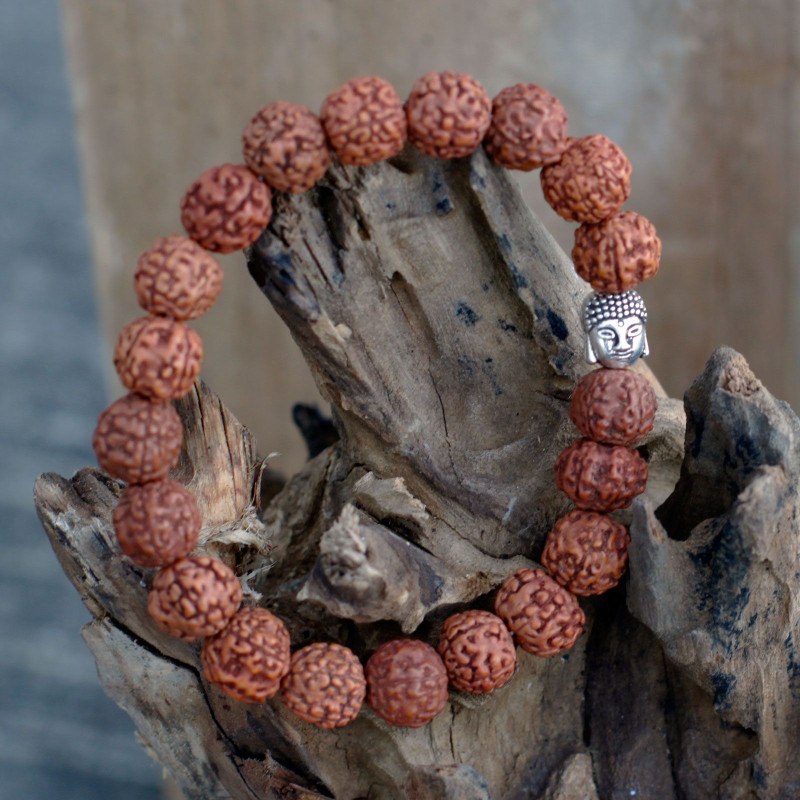 Bracelet Mala Rudraksha Buddah - Naturel