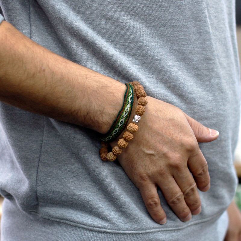 Bracelet Mala Rudraksha Buddah - Naturel