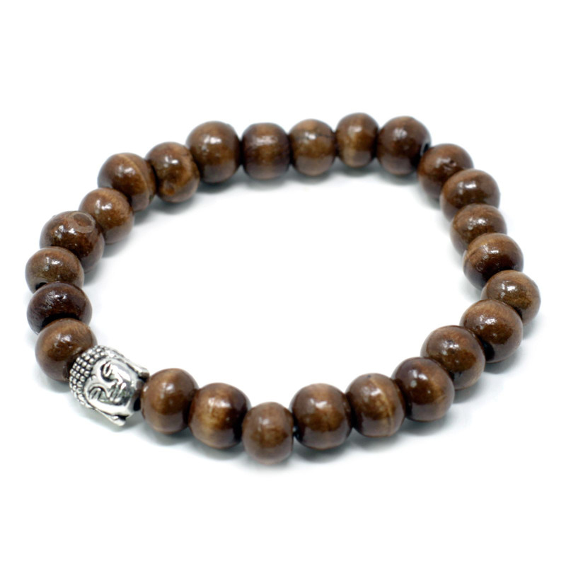 Bracelet perles marron et bouddha