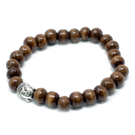 Bracelet perles marron et bouddha