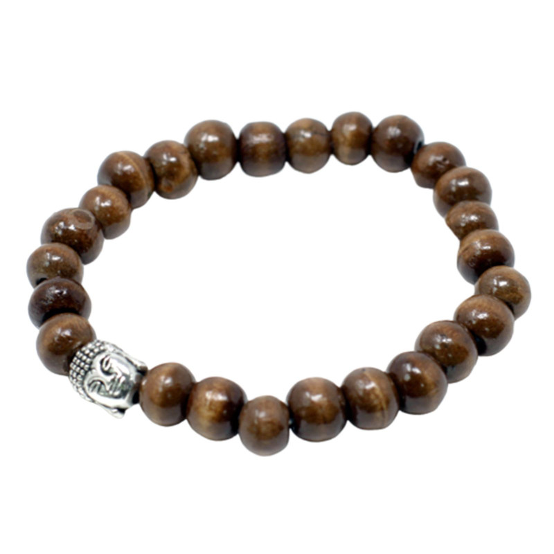Bracelet perles marron et bouddha