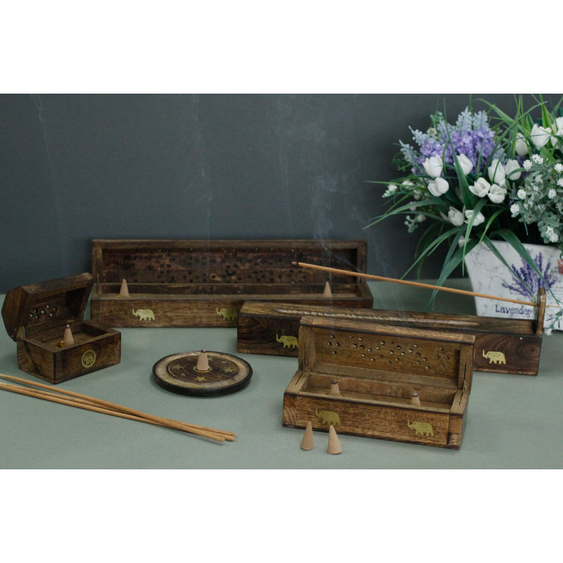 Coffret d'encens en bois de manguier - Assortiment