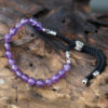 Bracelet en fil noir plaqué argent 925 avec pierres précieuses - Améthyste
