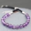 Bracelet en fil noir plaqué argent 925 avec pierres précieuses - Améthyste