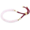 Bracelet cordon bordeaux plaqué or 18 carats avec pierres précieuses - Quartz rose