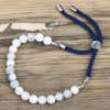 Bracelet en fil bleu marine plaqué argent 925 avec pierres précieuses - Howlite blanche