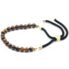 Bracelet en fil noir plaqué or 18 carats avec pierres précieuses - œil de tigre