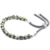 Bracelet en fil de charbon de bois plaqué argent 925 avec pierres précieuses - Jaspe Dalmatien