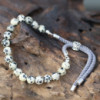 Bracelet en fil de charbon de bois plaqué argent 925 avec pierres précieuses - Jaspe Dalmatien