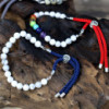 Bracelet en fil de charbon de bois plaqué argent 925 avec pierres précieuses - Jaspe Dalmatien