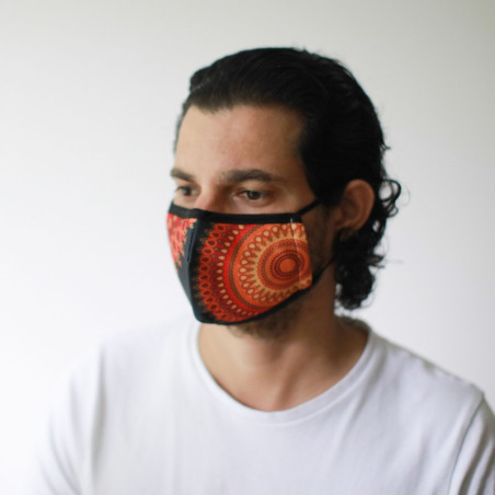 Masque réutilisable tendance - Mandala orange (adulte)