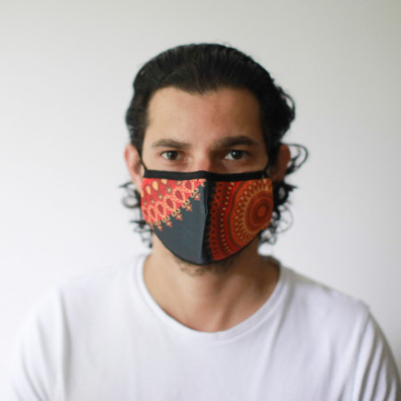 Masque réutilisable tendance - Mandala orange (adulte)