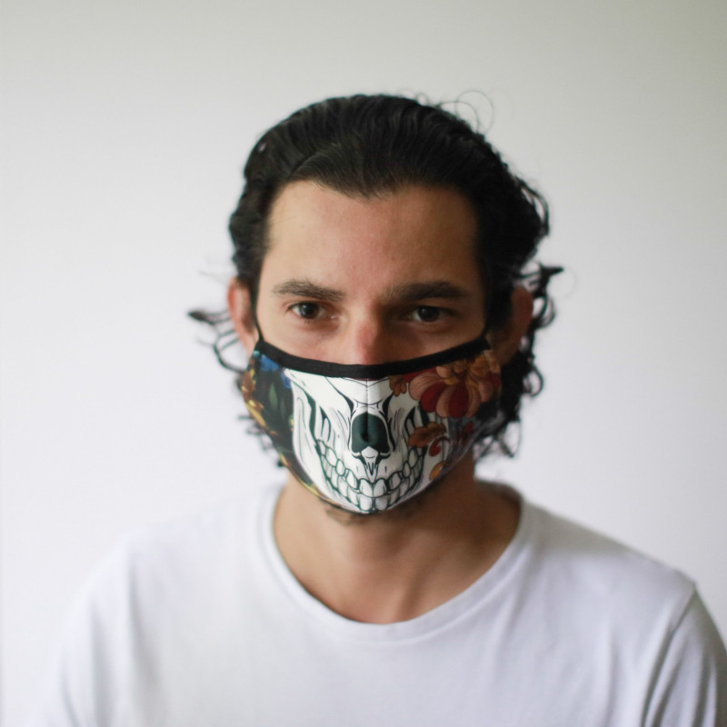 Masque réutilisable tendance et Calavera coloré (adulte)