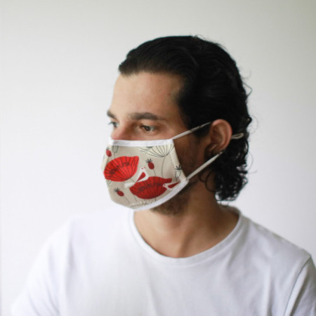 Masque réutilisable tendance - Coquelicots orientaux (adulte)
