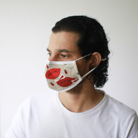 Masque réutilisable tendance - Coquelicots orientaux (adulte)